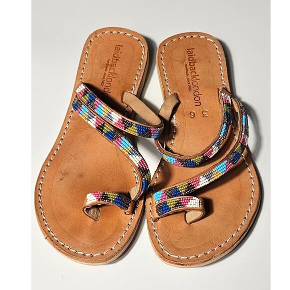 Laidback London Diani Flat Leather Sandal Retro EU 36 - Picture 2 of 6